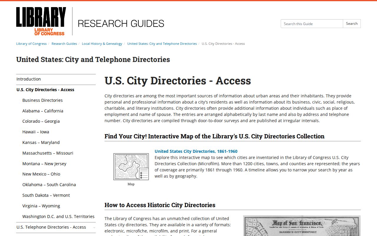 Clifton Park city directory fallback at the Library of Congress collection